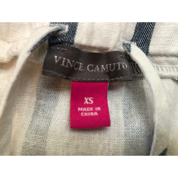 Vince Camuto, Striped Off The Shoulder Halter Top, Linen Blend, Women's X Small - Picture 5 of 5